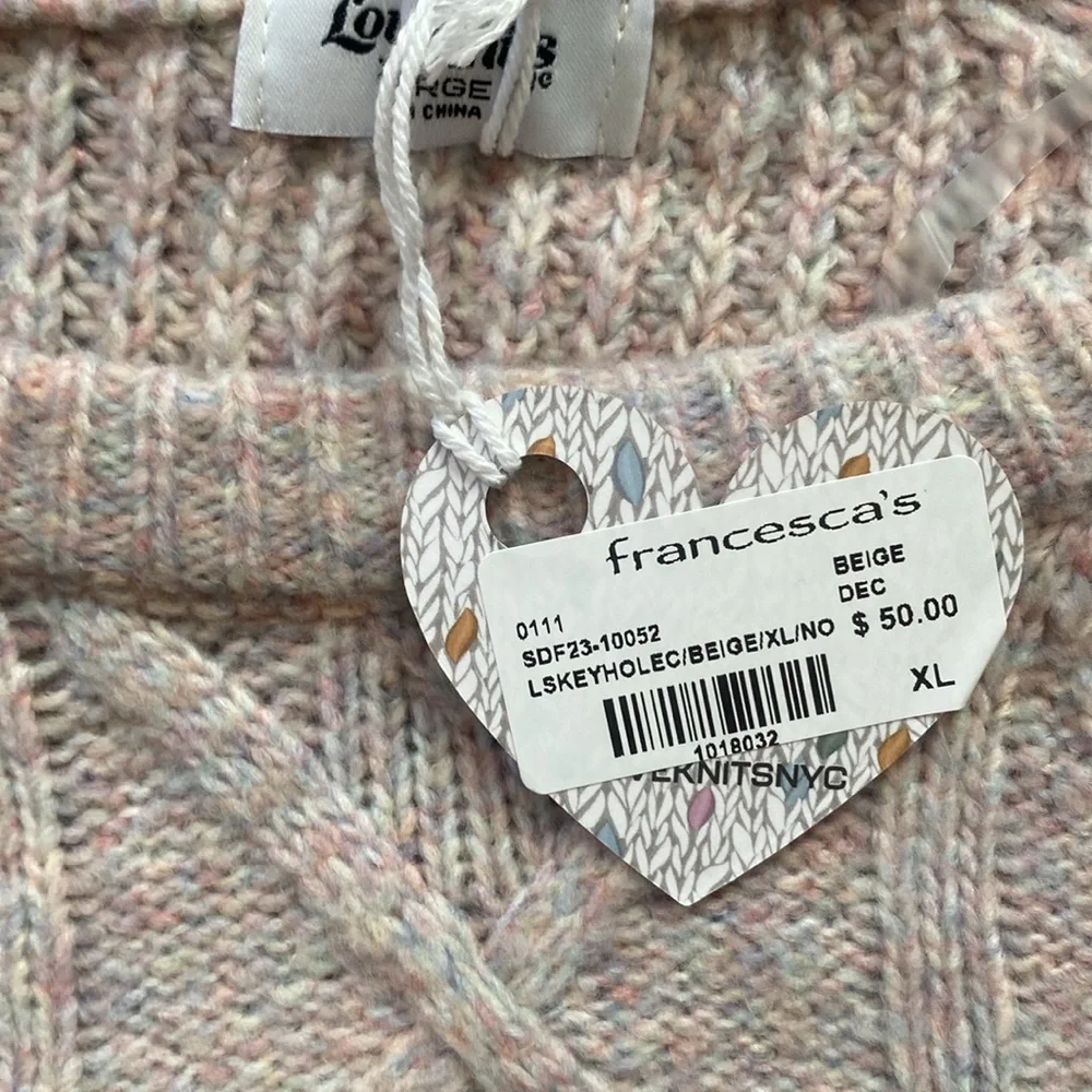 Francesca’s light pink with blues short sweater. XL - Picture 2 of 10